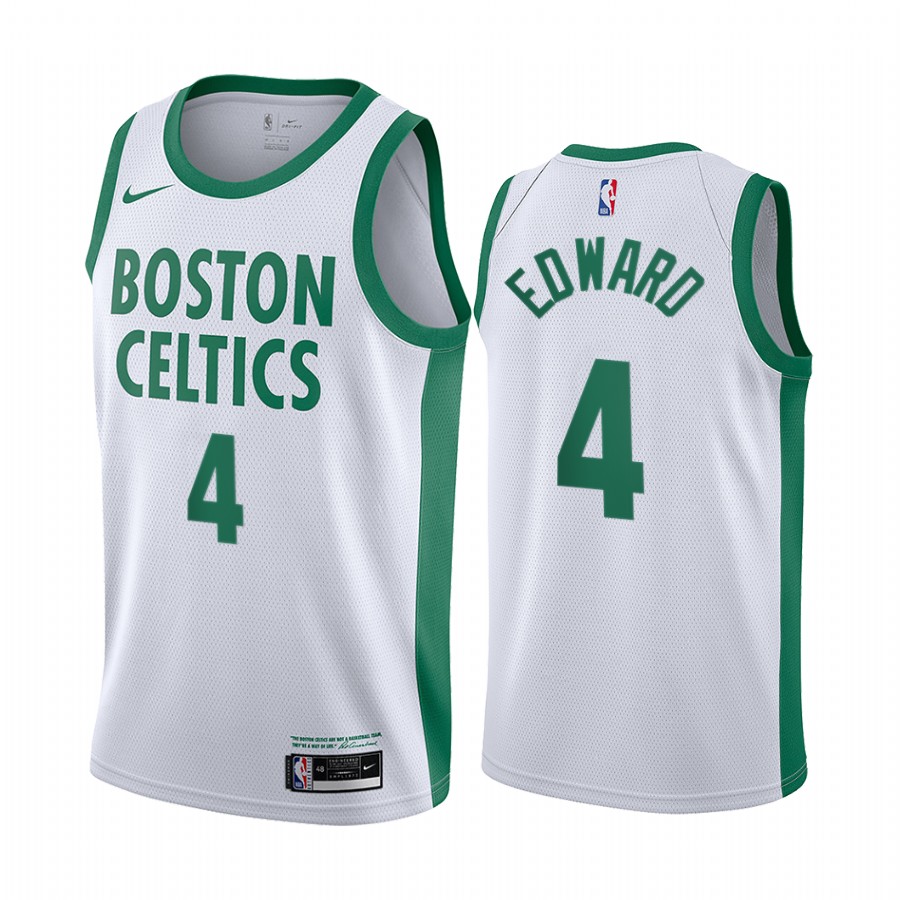 Men's Boston Celtics Carsen Edward #4 White 2020-21 New Uniform City Edition Jersey 2401IFRU